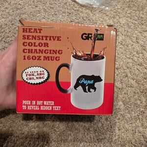 NIB GR8am "Papa Bear" heat sensitive color changing 16oz mug
